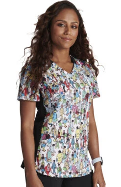 Cherokee Women's Where's Waldo? Print Scrub Top -Medical Clothing Store 4 ck tf764 print 650