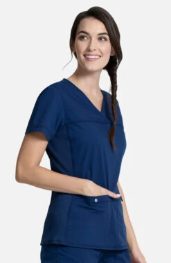 Women's Knit Panel Solid Scrub Top 3 Women's Knit Panel Solid Scrub Top -Medical Clothing Store 4 ck ww2968 650