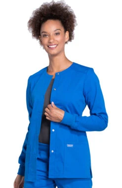 Clearance Women's Snap Front Warm-Up Solid Scrub Jacket 3 Clearance Women's Snap Front Warm-Up Solid Scrub Jacket -Medical Clothing Store 4 ck ww340 clearance 650