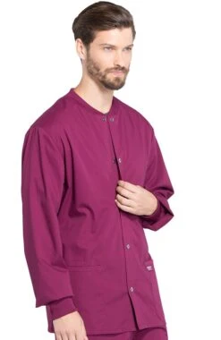 Men's Snap Front Warm-Up Solid Scrub Jacket -Medical Clothing Store 4 ck ww360 650