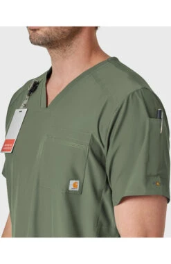Carhartt Men's Slim Fit V-Neck Back Vent Top -Medical Clothing Store 4 wk c15106 650