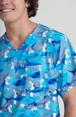 Skechers Men's V-Neck Wild Tide Print Scrub Top -Medical Clothing Store 5 bc skt175 print 650