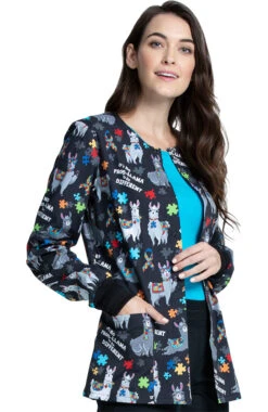 Cherokee Clearance Women's Llama Love Print Scrub Jacket -Medical Clothing Store 5 ck ck301 printclearance 650 1