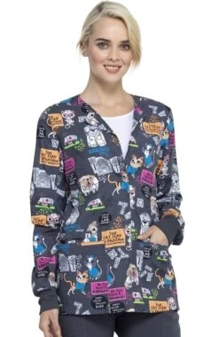 Cherokee Clearance Women's Purramedics Print Scrub Jacket -Medical Clothing Store 5 ck ck301 printclearance 650 3