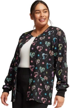 Cherokee Women's Snap Front Care Flor-All Print Scrub Jacket -Medical Clothing Store 5 ck ck321 print 650