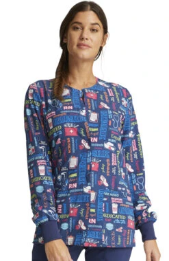 Cherokee Clearance Women's Snap Front Scrub Life Print Jacket -Medical Clothing Store 5 ck ck321 printclearance 650 1