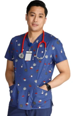 Cherokee Men's Home Run Print Scrub Top -Medical Clothing Store 5 ck ck691 print 650