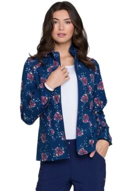 Clearance Women's Warm-Up Floral Print Scrub Jacket 4 Clearance Women's Warm-Up Floral Print Scrub Jacket -Medical Clothing Store 5 ck hs301 printclearance 650