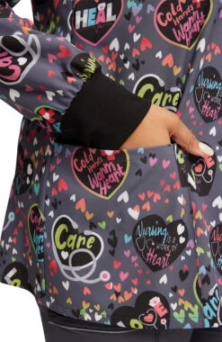 Cherokee Clearance Women's Snap Front Work Of Heart Print Jacket -Medical Clothing Store 6 ck ck321 printclearance 650 2