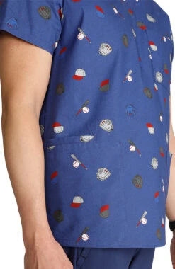 Cherokee Men's Home Run Print Scrub Top -Medical Clothing Store 6 ck ck691 print 650