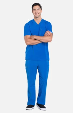 Cherokee Men's V-Neck Knit Panel Solid Scrub Top -Medical Clothing Store 7 ck ck910a 650
